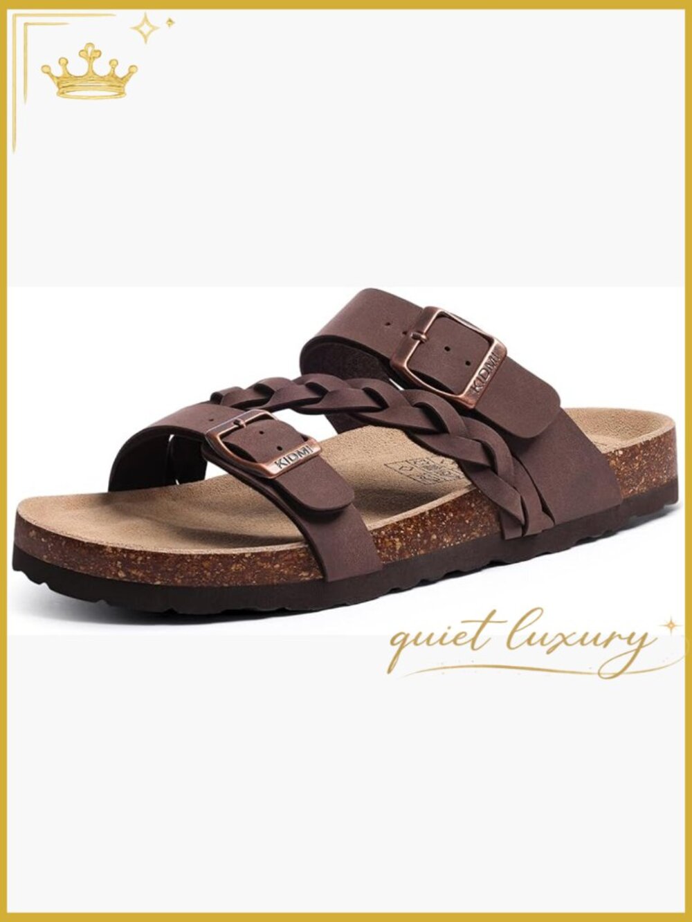 Women's Cork Footbed Slide Sandals with Arch Support Adjustable Buckle